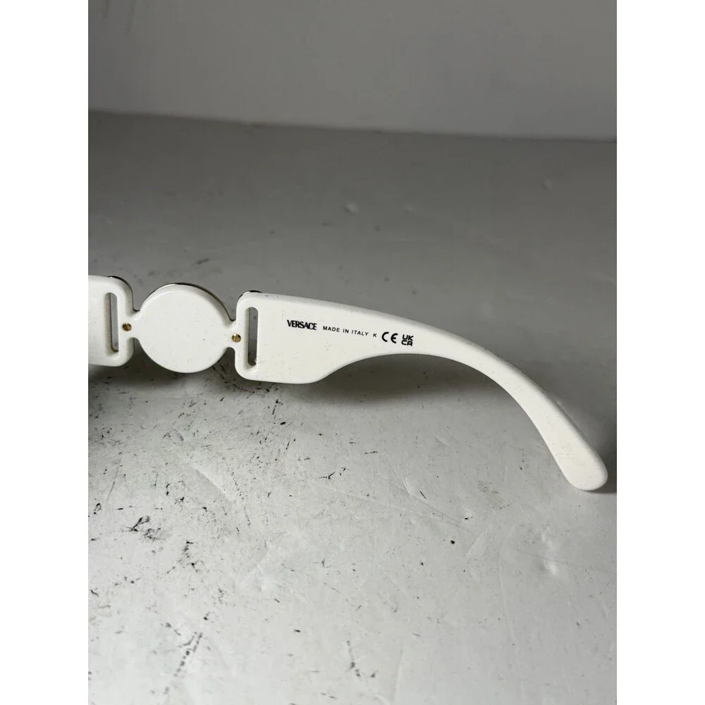 Versace White Gold Medusa Biggie Sunglasses Italy Thick Frame 53-18 w/ case
